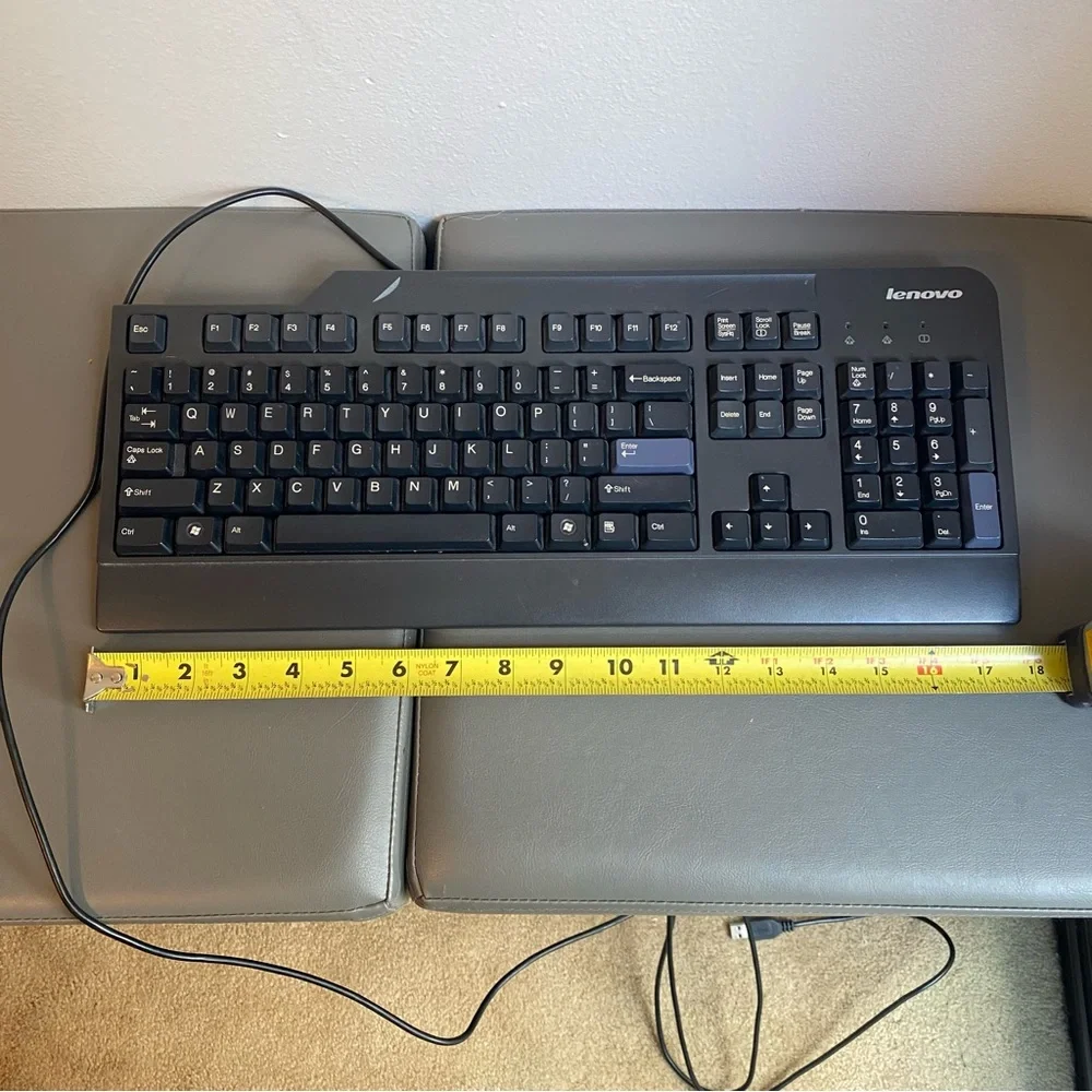Lenovo KU-0225 Wired USB Keyboard Black Full Size PC Desktop Computer Accessory